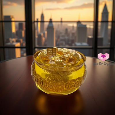 Golden Wealth Bowl (4cm Liuli Glass) Activated by Audrey 4cm Bowl with amulets & citrine chips Amulet