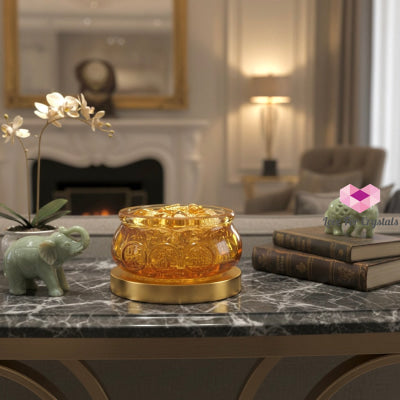 Golden Wealth Bowl (9cm Liuli Glass) Activated by Audrey 4cm Bowl with amulets & citrine chips Amulet