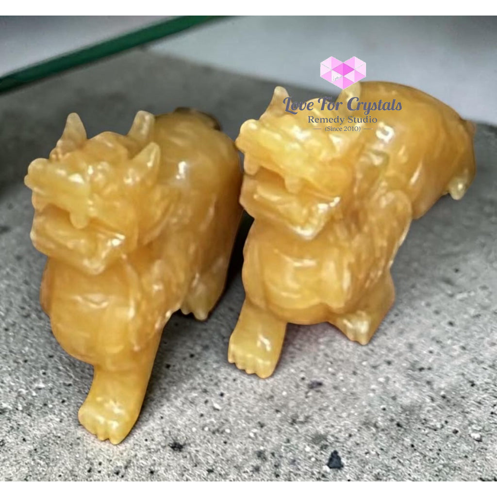 Golden Yellow Jade Calcite Pixiu (4” 6” & 8”) - Jade