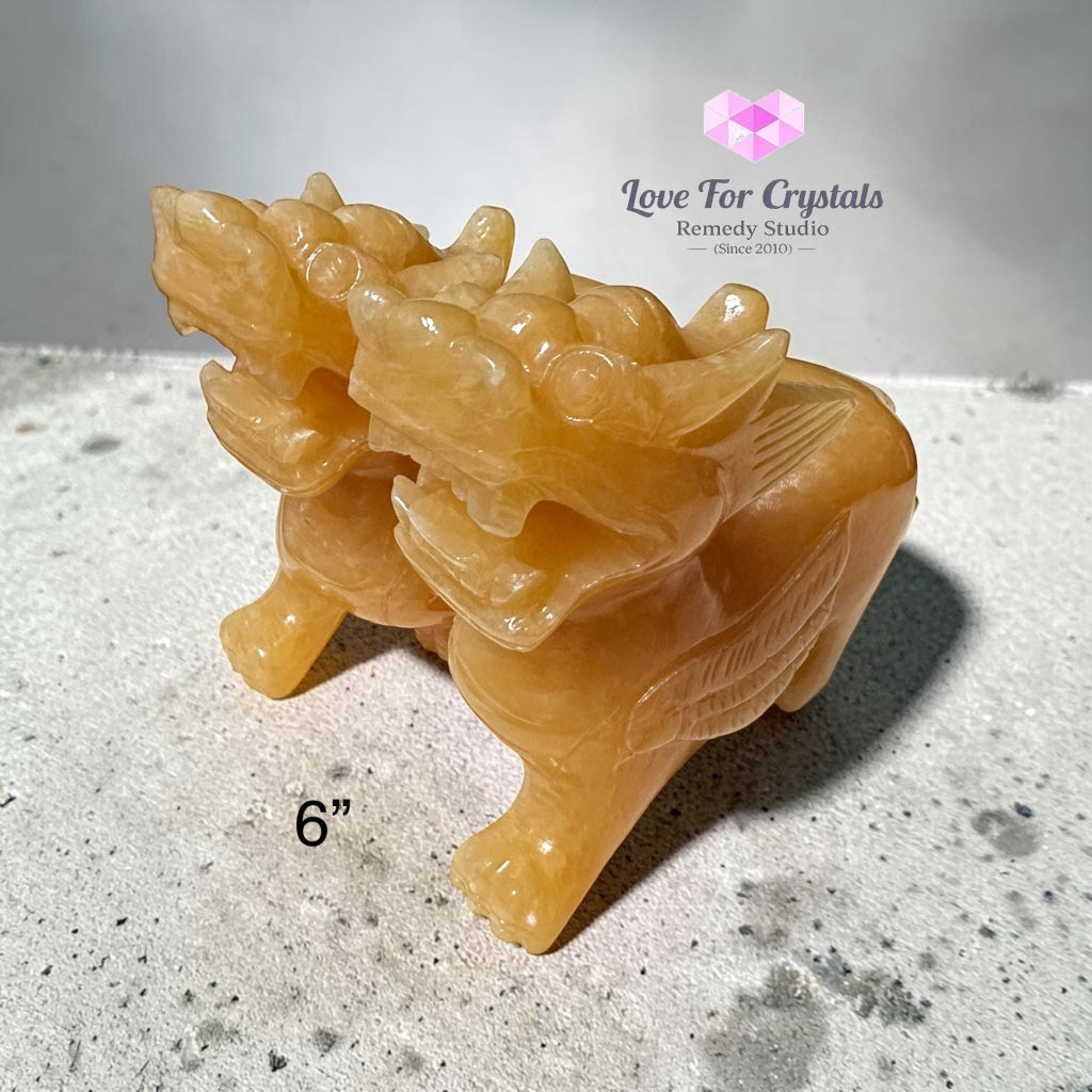 Golden Yellow Jade Calcite Pixiu (4” 6” & 8”) - Jade