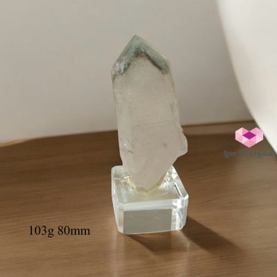 Green and Red Phantom Point in acrylic stand (Brazil) 103g 80mm Phantom Quartz