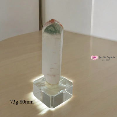 Green and Red Phantom Point in acrylic stand (Brazil) 73g 80mm Phantom Quartz