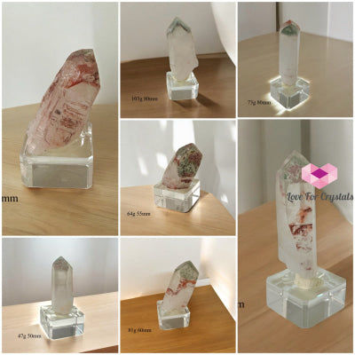 Green and Red Phantom Point in acrylic stand (Brazil) Phantom Quartz