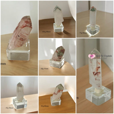 Green and Red Phantom Point in acrylic stand (Brazil) Phantom Quartz