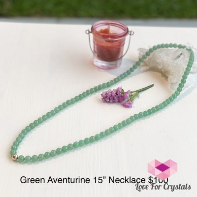 Geeen Aventurine 15 Necklace With 14K Gold-Filled Bead Pendants & Necklaces