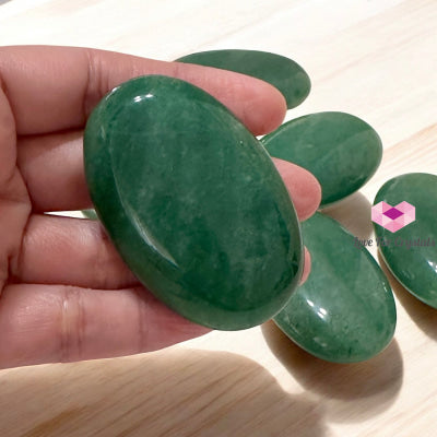 Green Aventurine Palm Stone with Stand 50mm (Luck & Renewal) Pre-coded activated 50mm Random Piece Aventurine