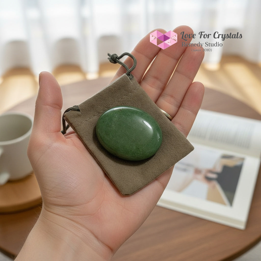 Green Aventurine Prosperity Luck Palm Stone 45mm (encoded & activated) Random Piece (45mm) Aventurine