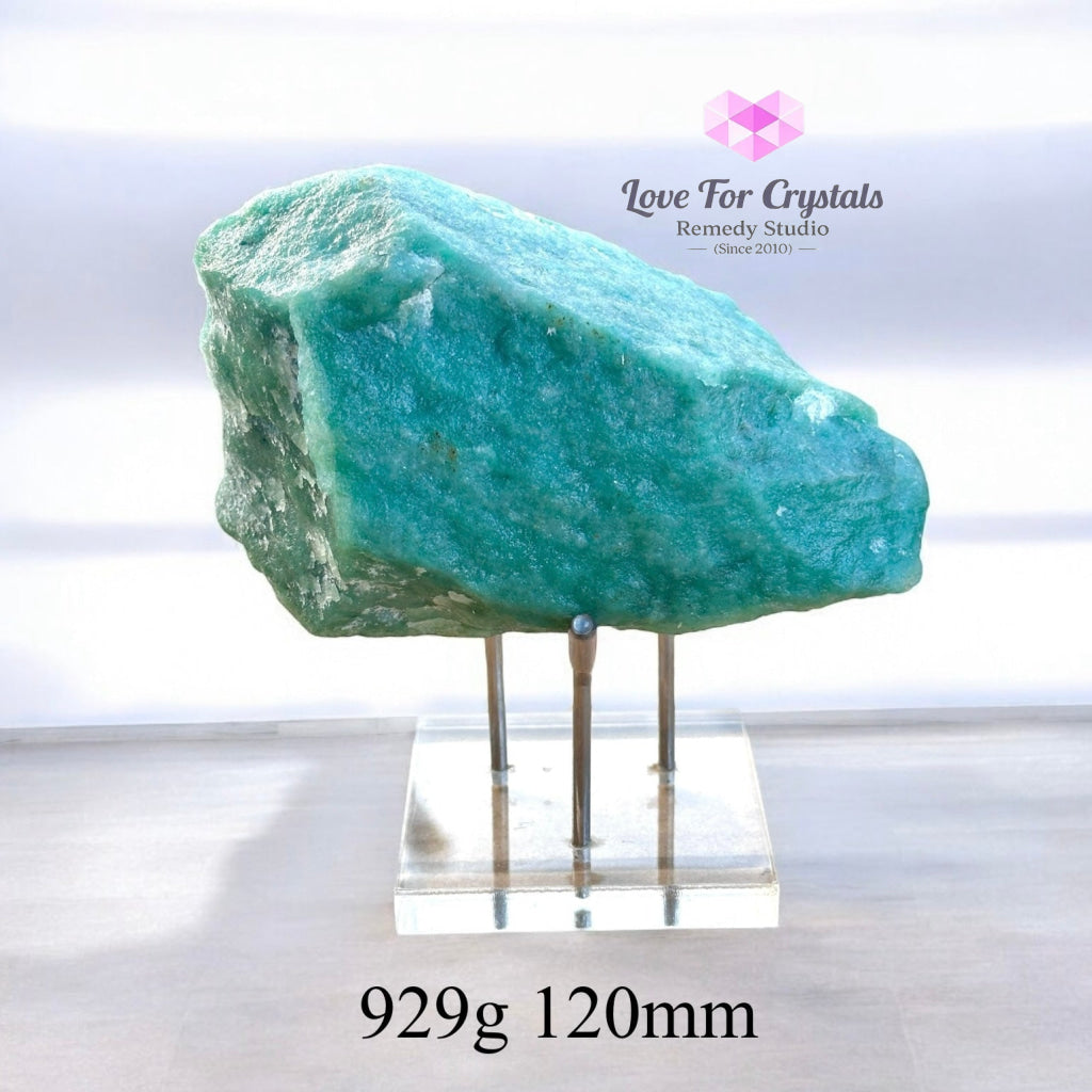 Green Aventurine Raw (FAST MONEY PRE-ACTIVATED STONE) with Acrylic stand 929g 120mm Raw crystals