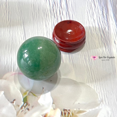 Green Aventurine Spheres 30-40Mm Series With Wooden Stand 30-35Mm Per Piece