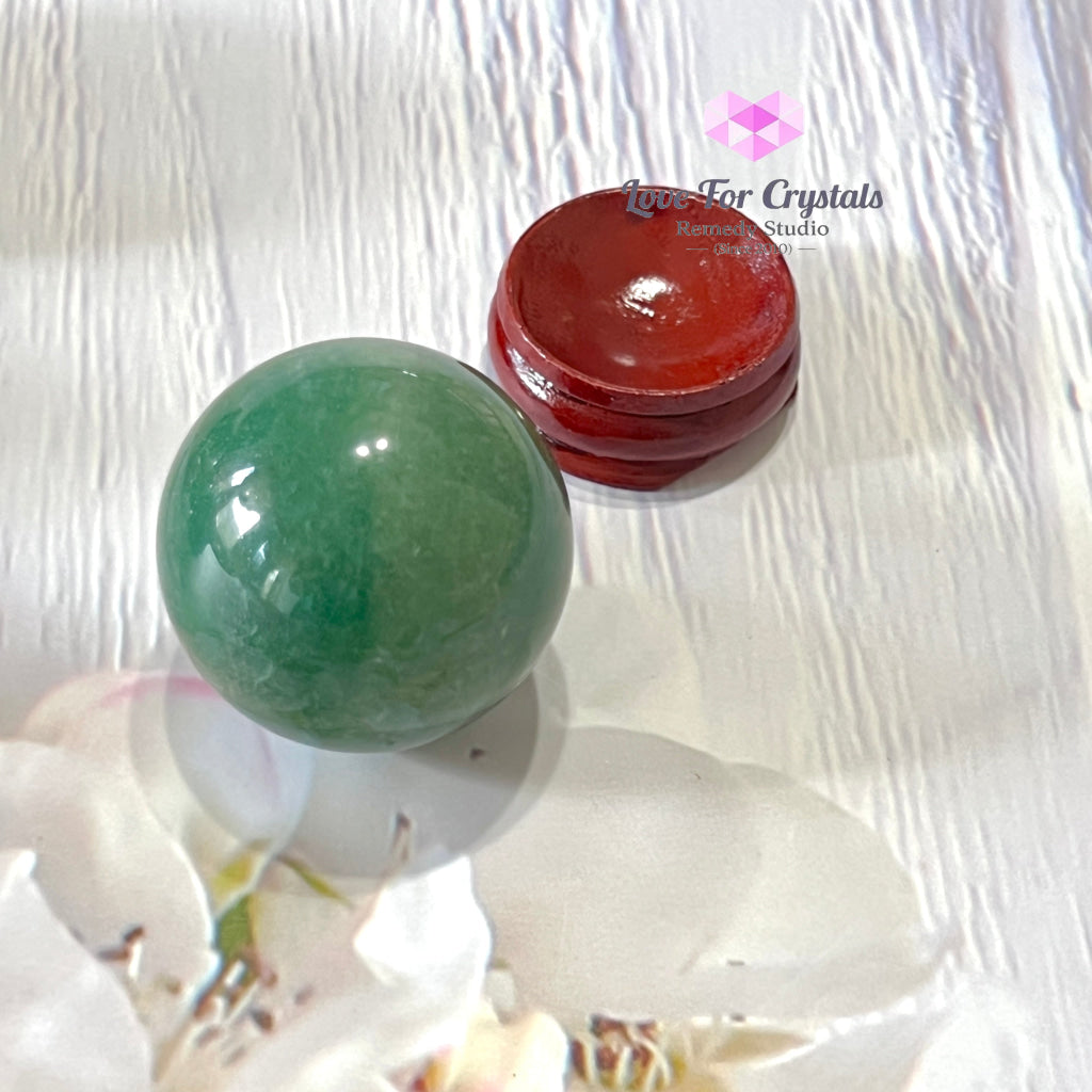 Green Aventurine Spheres 30-40Mm Series With Wooden Stand 30-35Mm Per Piece