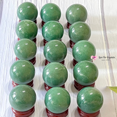 Green Aventurine Spheres 30-40Mm Series With Wooden Stand