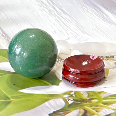 Green Aventurine Spheres 30-40Mm Series With Wooden Stand 40Mm Per Piece