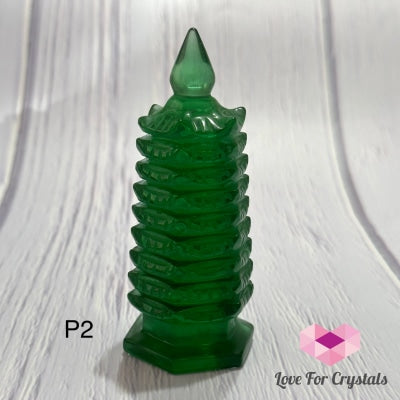 Green Obsidian 9-Tier Pagoda 4 Photo 2 Polished Crystals