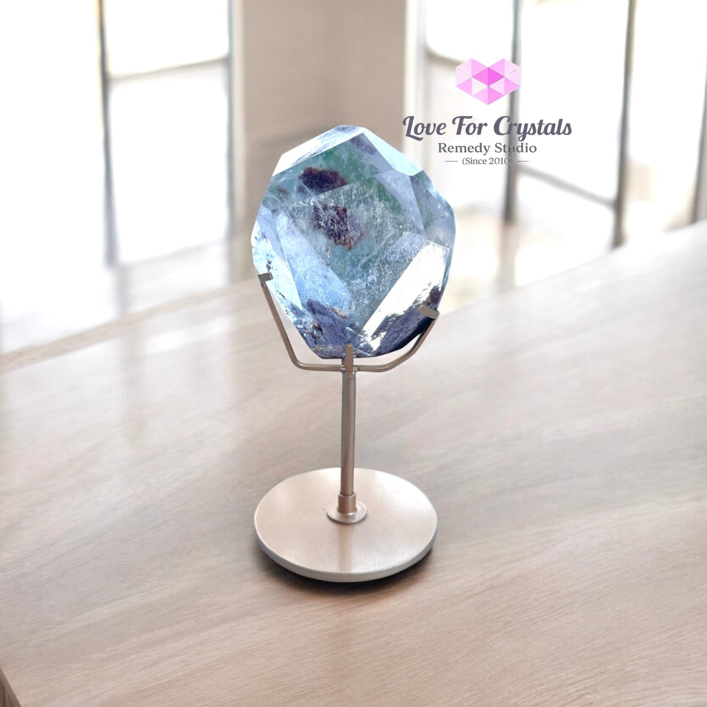 Green & Red Phantom Quartz Free Form Premium Grade Pre-Activated Sacred Abundance (with Stand) 90mm Crystal polished