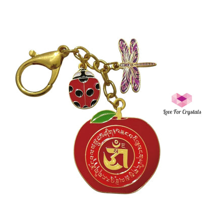 Harmony Apple Amulet Keychain with Ladybug and Dragonfly (Fengshui 2025) Feng shui
