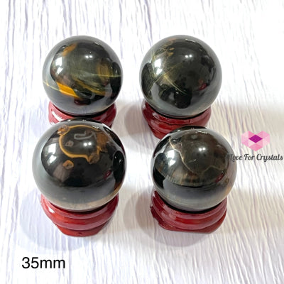 Hawks Eye Sphere (Blue Tigers Eye)South Africa 35Mm With Free Wooden Stand