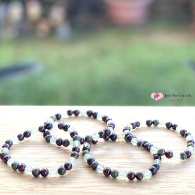 Healing Crystal 6Mm Bracelet (Bloodstone Prehnite And Garnet) Bracelets & Bangles