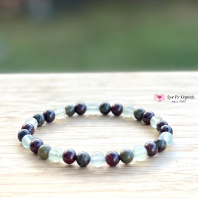 Healing Crystal 6Mm Bracelet (Bloodstone Prehnite And Garnet) Bracelets & Bangles