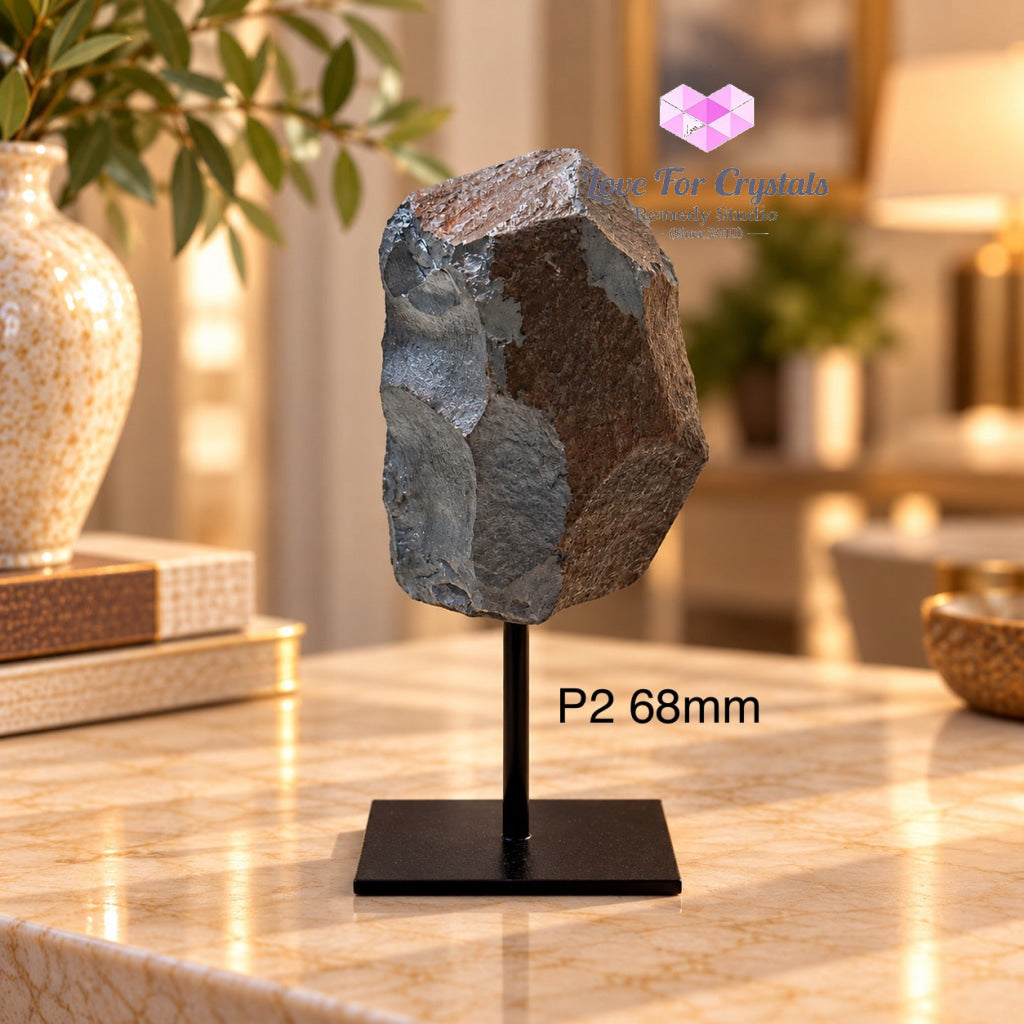 Hematite Raw Mounted on Black Metal Stand (Brazil) Grounding Anchor