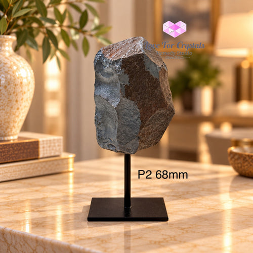 Hematite Raw Mounted on Black Metal Stand (Brazil) Grounding Anchor