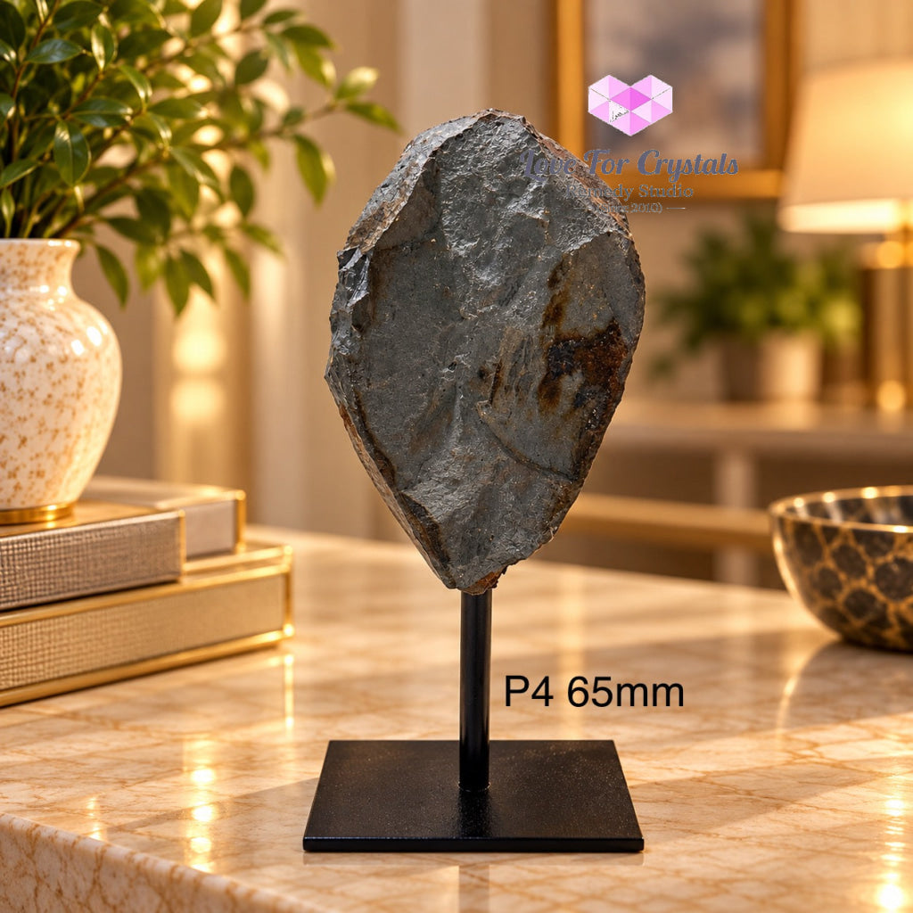 Hematite Raw Mounted on Black Metal Stand (Brazil) Grounding Anchor