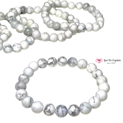 Howlite 8Mm Crystal Bracelet Bracelets & Bangles