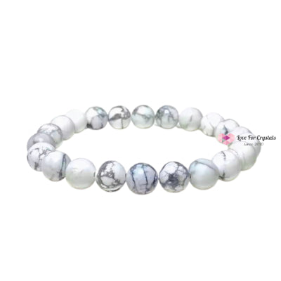 Howlite 8Mm Crystal Bracelet 6-6.5 Bracelets & Bangles