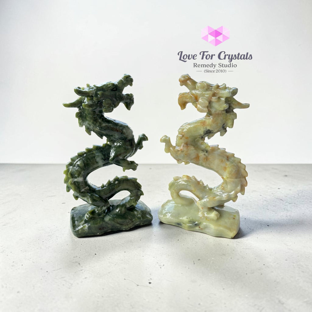 Jade Dragon Pair Xiuyan Jade & Serpentine Jade 16cm - Per Pair (16cm) - Jade