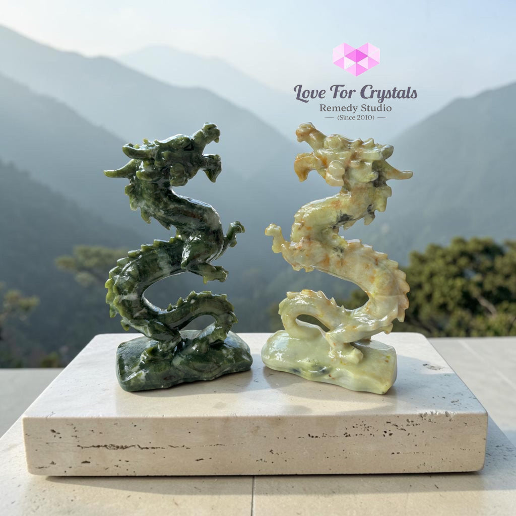 Jade Dragon Pair Xiuyan Jade & Serpentine Jade 16cm - Per Pair (16cm) - Jade