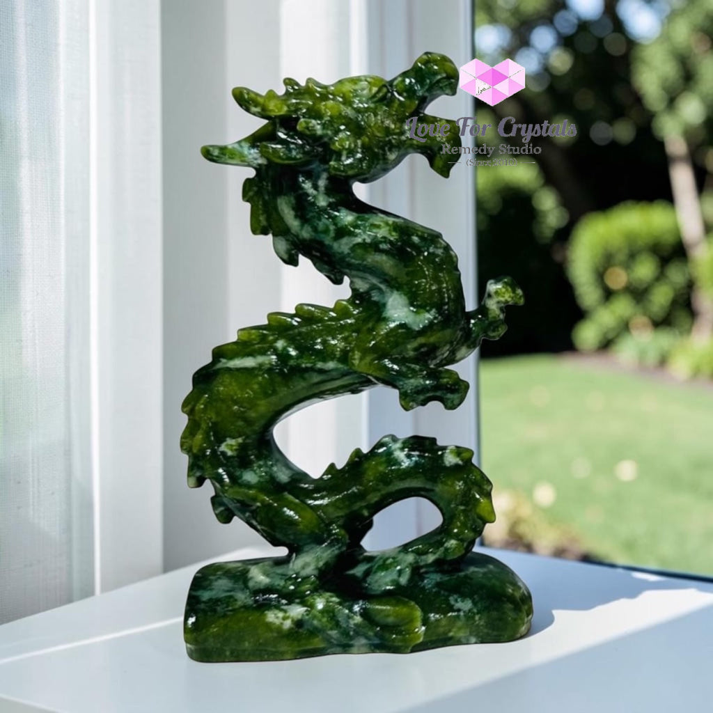 Jade Dragon Pair Xiuyan Jade & Serpentine Jade 16cm (Pre-order) - Per Pair (16cm) - Jade