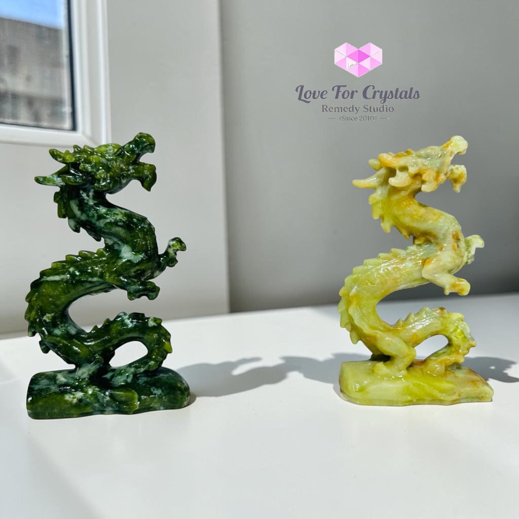 Jade Dragon Pair Xiuyan Jade & Serpentine Jade 16cm (Pre-order) - Per Pair (16cm) - Jade