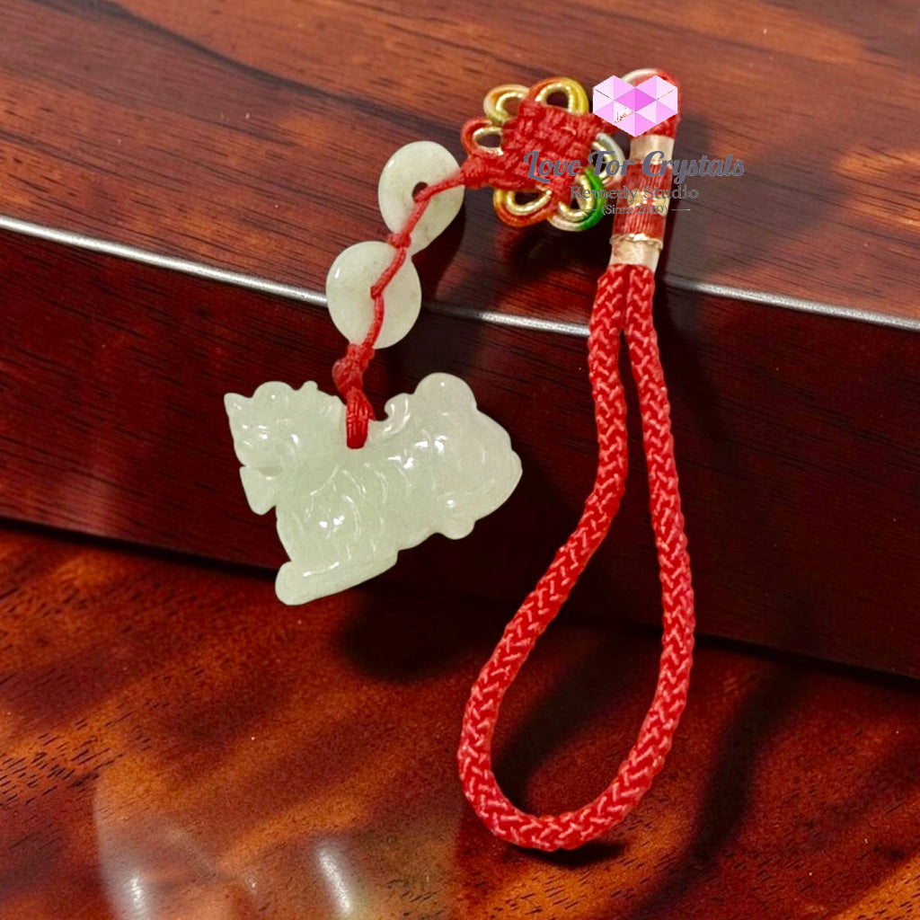 Jadeite Kilin Bag Charm (Protection • Prosperity • Auspicious Luck)