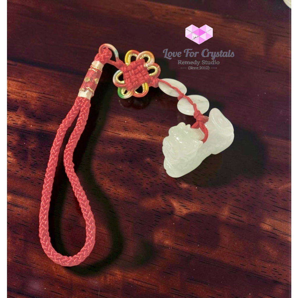 Jadeite Kilin Bag Charm (Protection • Prosperity • Auspicious Luck)