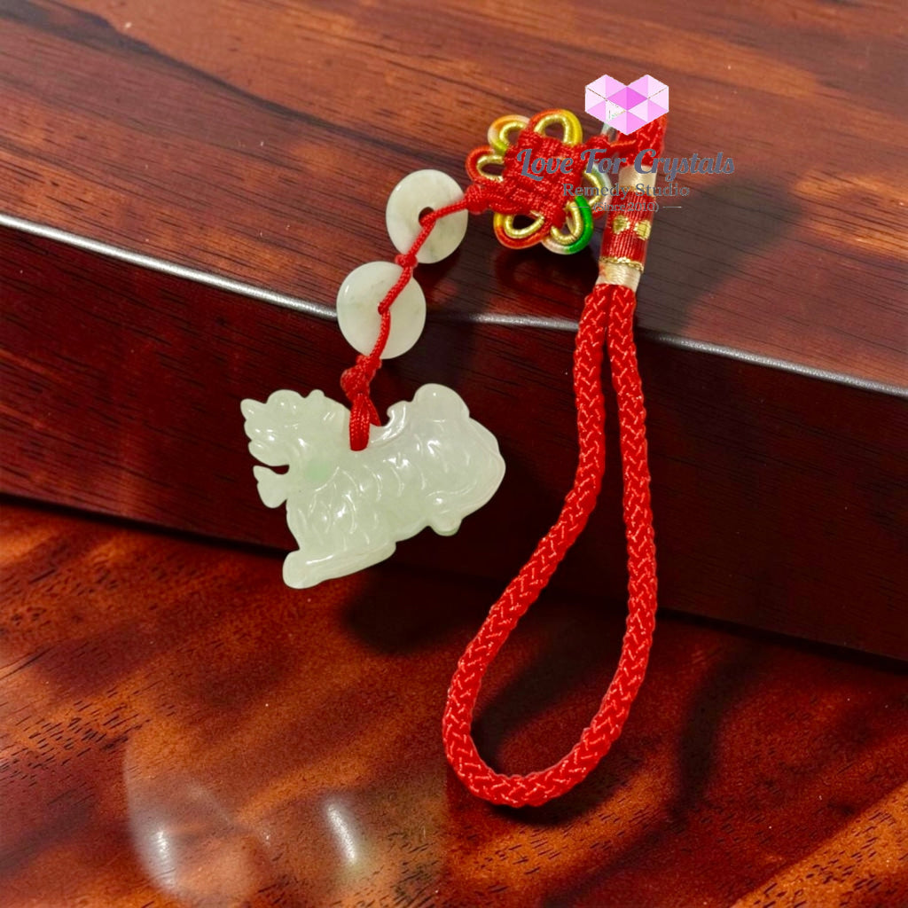 Jadeite Kilin Bag Charm (Protection • Prosperity • Auspicious Luck)