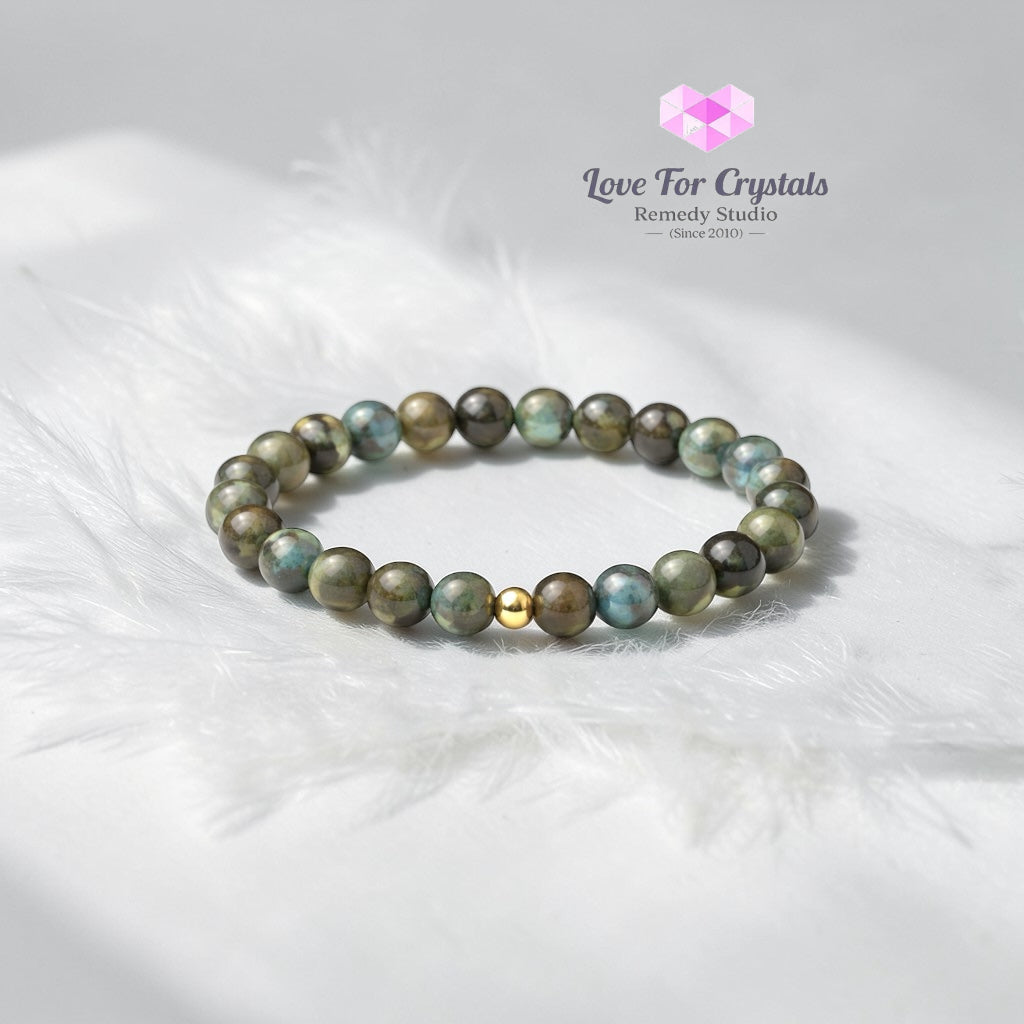 Labradorite Energy Shield 6mm Bracelet with 14k gold filled bead Bracelets & Bangles