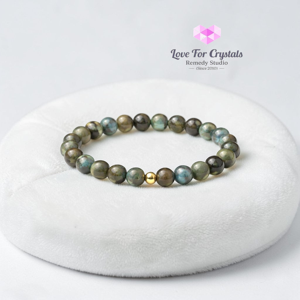 Labradorite Energy Shield 6mm Bracelet with 14k gold filled bead Bracelets & Bangles