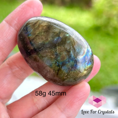Labradorite Palm Stone 58G 45Mm Crystal Points