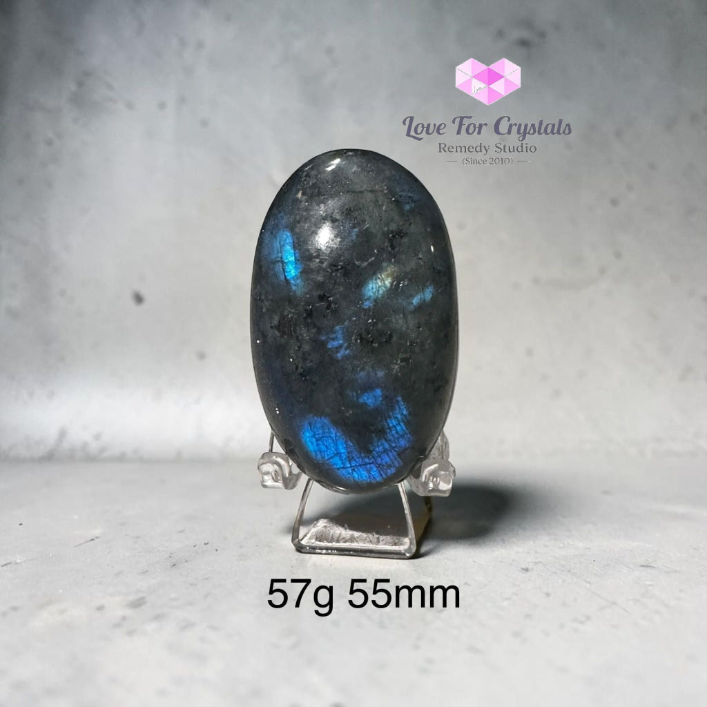 Labradorite Palm Stone with stand (50-70mm) - 57g 55mm - Labradorite