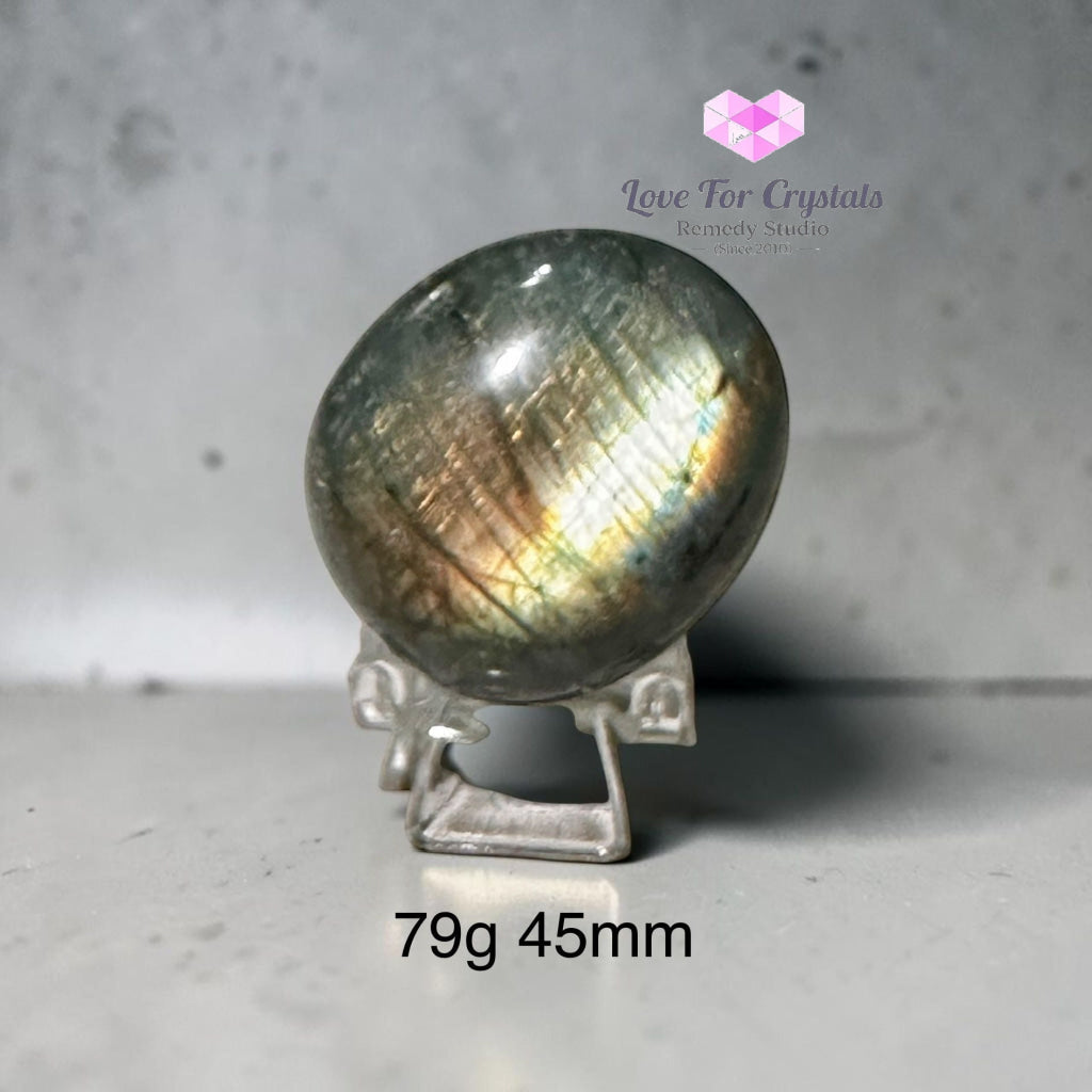 Labradorite Palm Stone with stand (50-70mm) - 79g 45mm - Labradorite