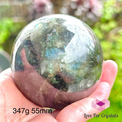 Labradorite Sphere With Wooden Stand Aaa Grade (Madagascar) Crystal Spheres