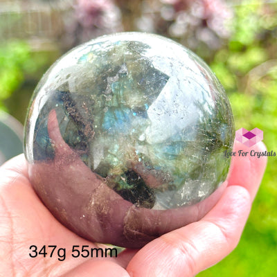 Labradorite Sphere With Wooden Stand Aaa Grade (Madagascar) Crystal Spheres