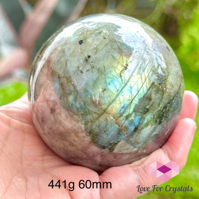 Labradorite Sphere With Wooden Stand Aaa Grade (Madagascar) Crystal Spheres