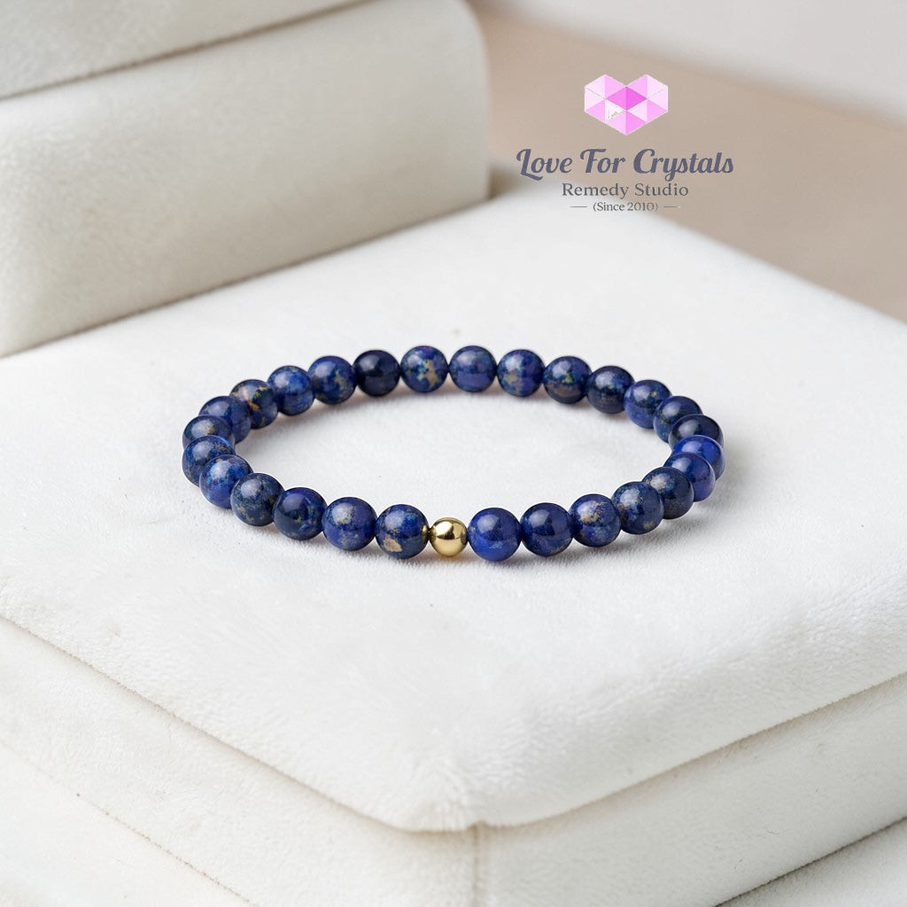 Lapis Lazuli Authority & Success 6mm Bracelet with 14k gold filled bead Bracelets & Bangles