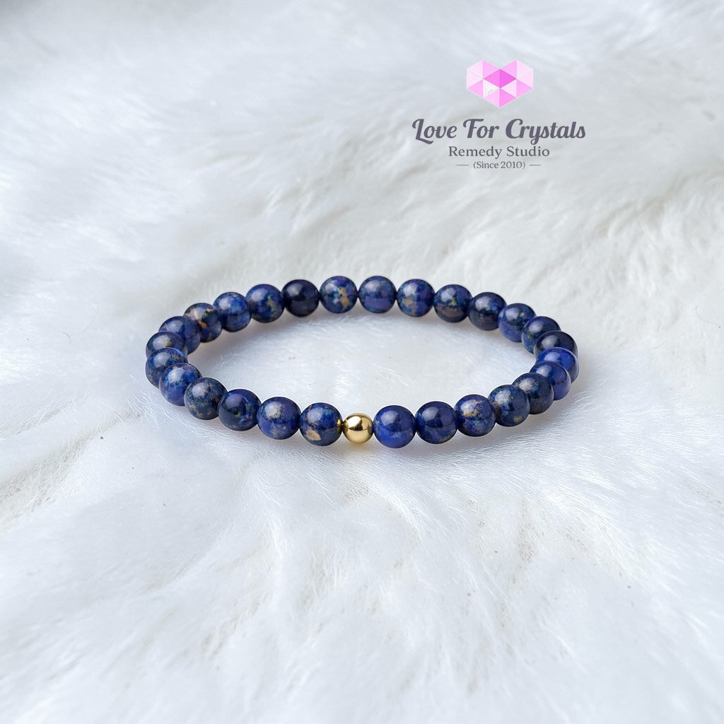 Lapis Lazuli Authority & Success 6mm Bracelet with 14k gold filled bead Bracelets & Bangles