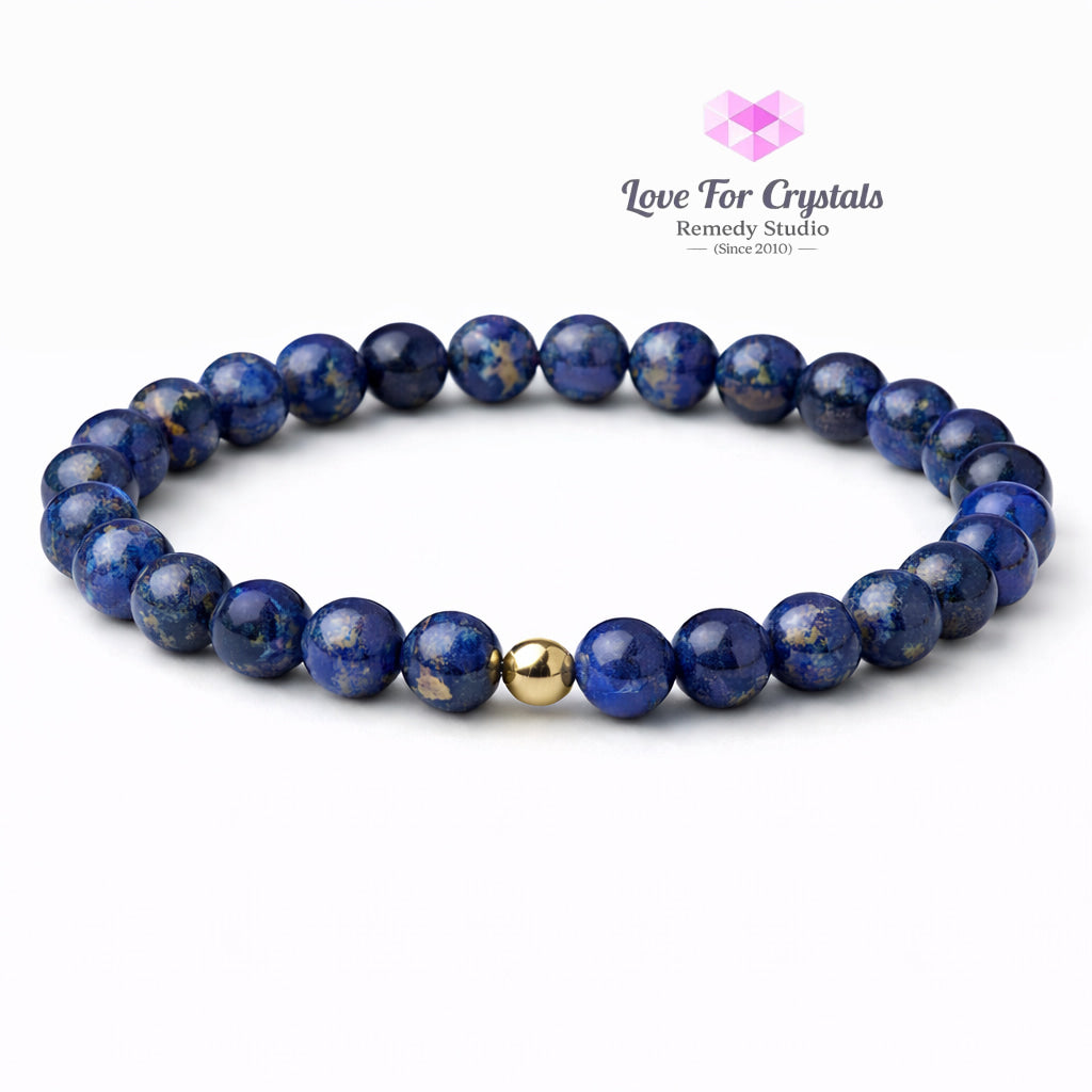 Lapis Lazuli Authority & Success 6mm Bracelet with 14k gold filled bead Bracelets & Bangles