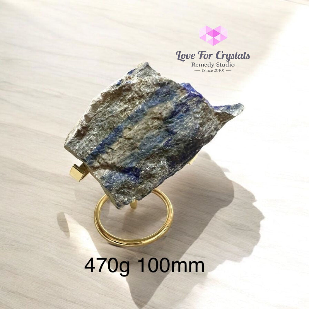 Lapis Lazuli Raw (MANIFESTATION MASTER PRE-ACTIVATED STONE) with Acrylic Stand 470g 100mm Raw crystals