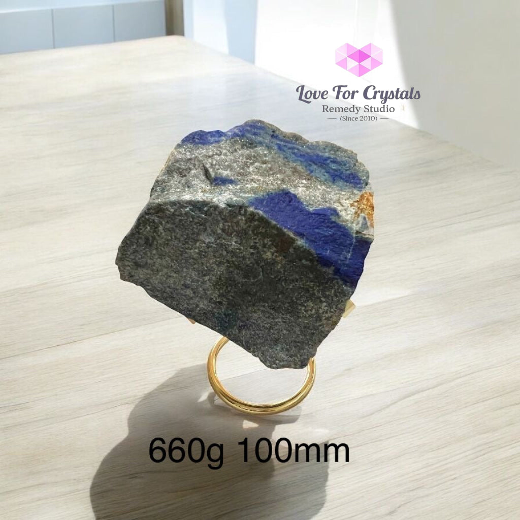 Lapis Lazuli Raw (MANIFESTATION MASTER PRE-ACTIVATED STONE) with Acrylic Stand 660g 100mm Raw crystals