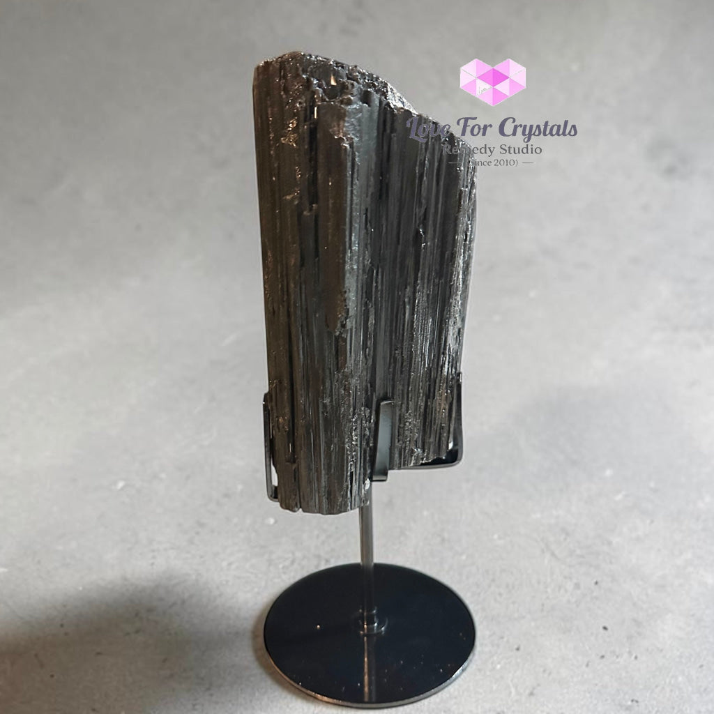 Large Raw Black Tourmaline with Stand (3.4 kgs) Brazil - 3.4kgs - Black tourmaline