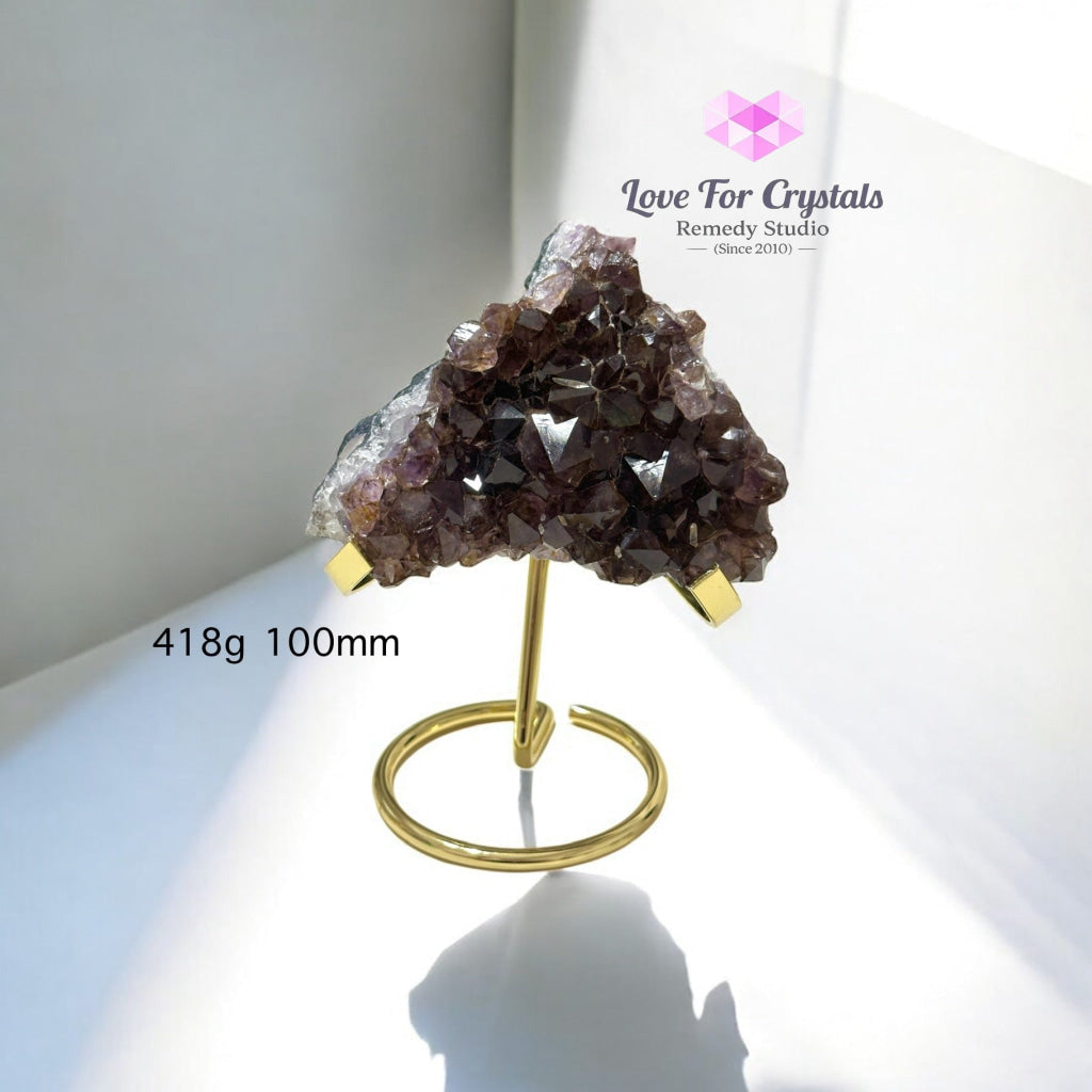 Leklai in Amethyst Cluster with Metal Stand (Brazil) 418g 100mm Leklai