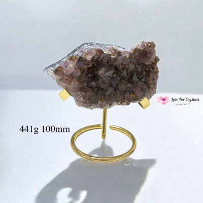 Leklai in Amethyst Cluster with Metal Stand (Brazil) 441g 100mm Leklai